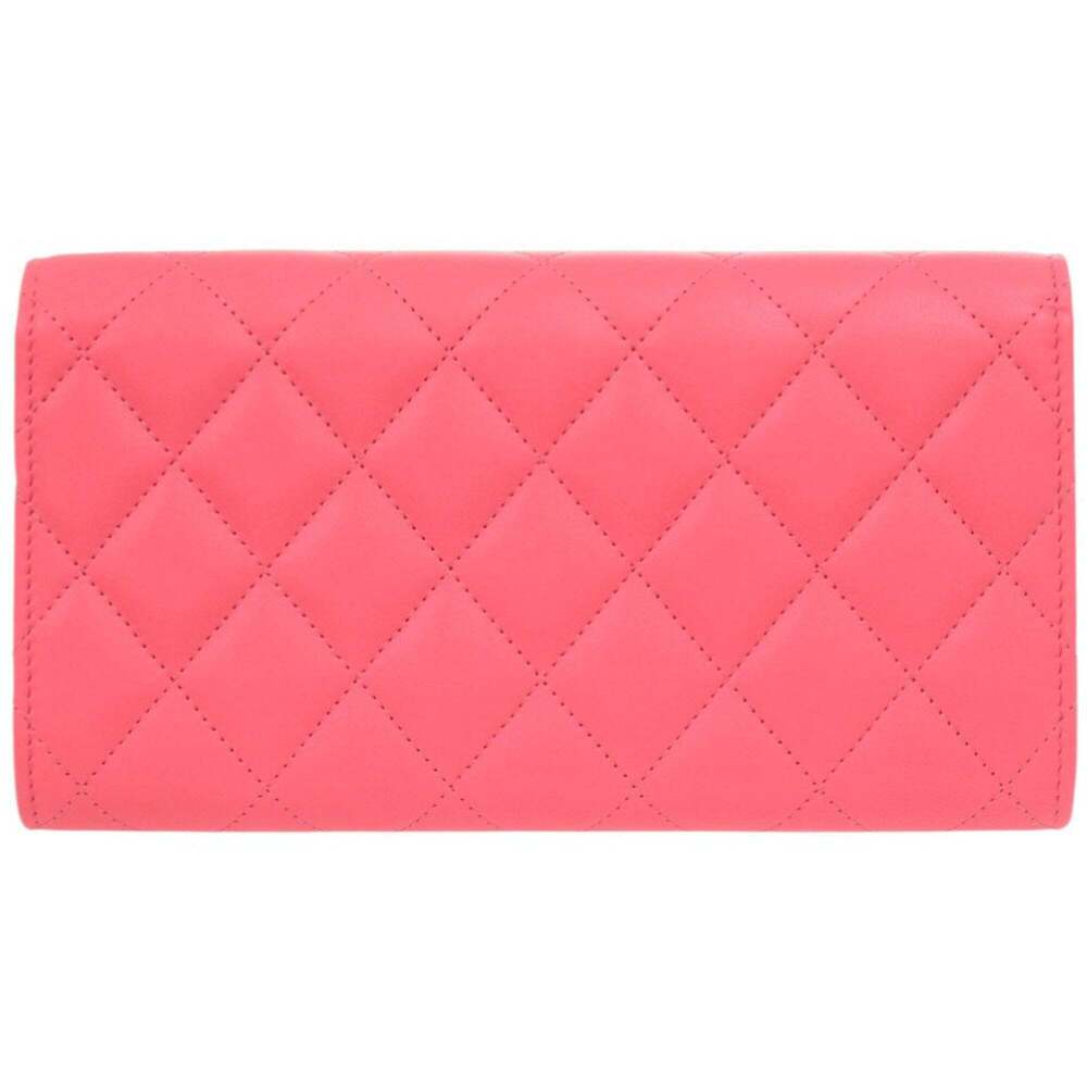 CHANEL Pink Lambskin Leather Logo Wallet - Picture 3 of 10
